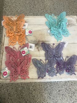 Decorative Glitter Butterfly Wall Hangings Set of 4