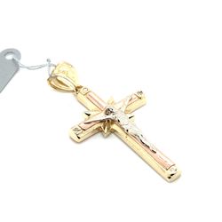 14kt Gold Two Tone Cross With Jesus Pendant 6.00grams I-256 