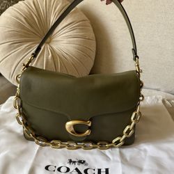 NWT Olive Coach Chain Tabby