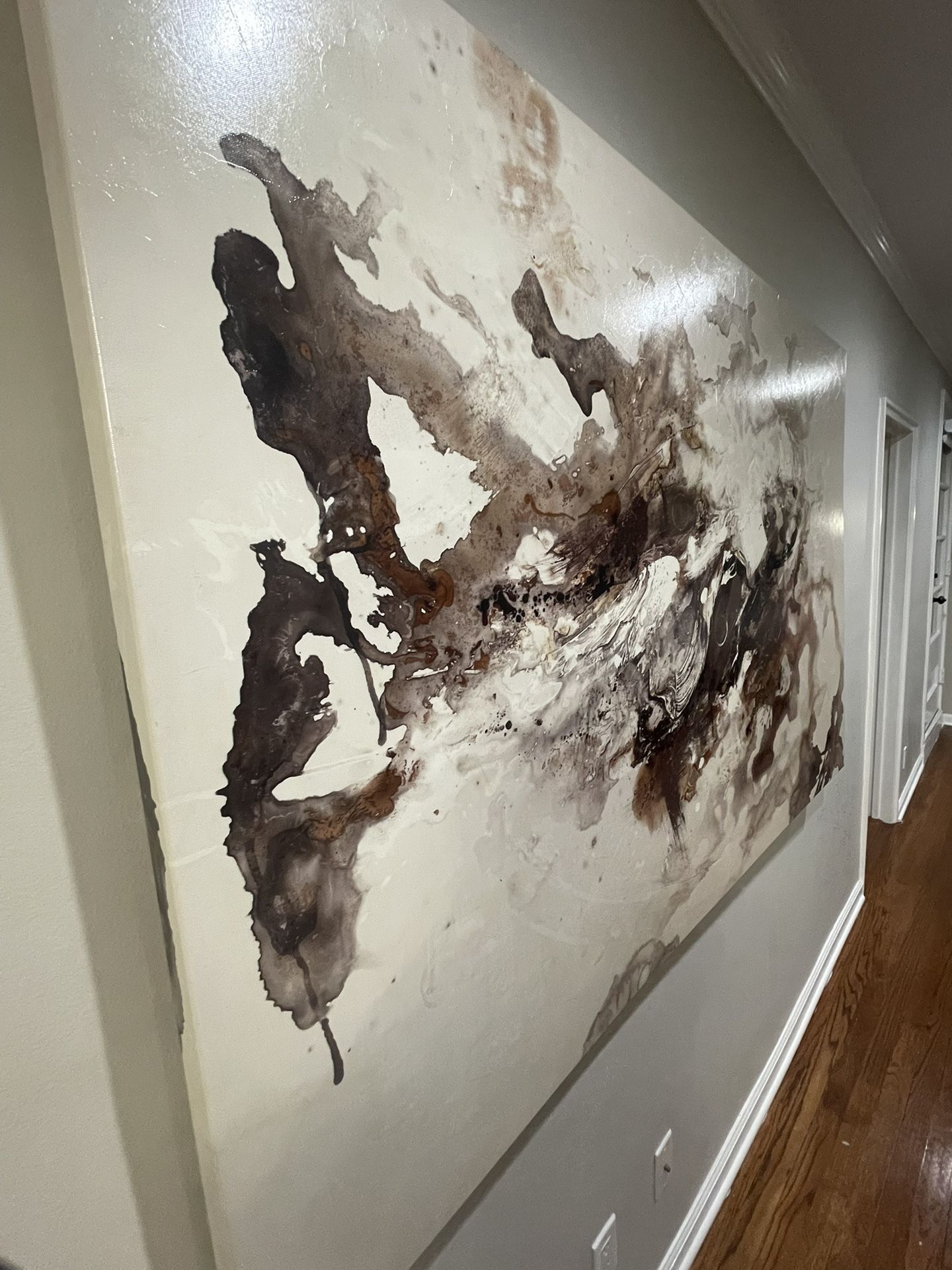 Large Beige Brown Abstract Canvas Frame