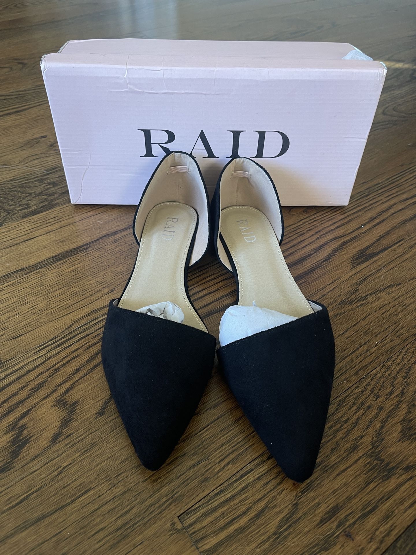 RAID Amy Black Two Part Flat Shoes Size:Us 8