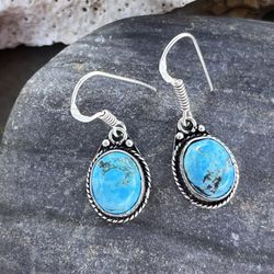 Dainty Natural Genuine Turquoise 1” Dangle Drop Earrings