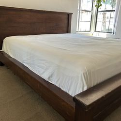 Pottery Barn Cal King Sumatra Bed Frame Solid Wood plus mattress 