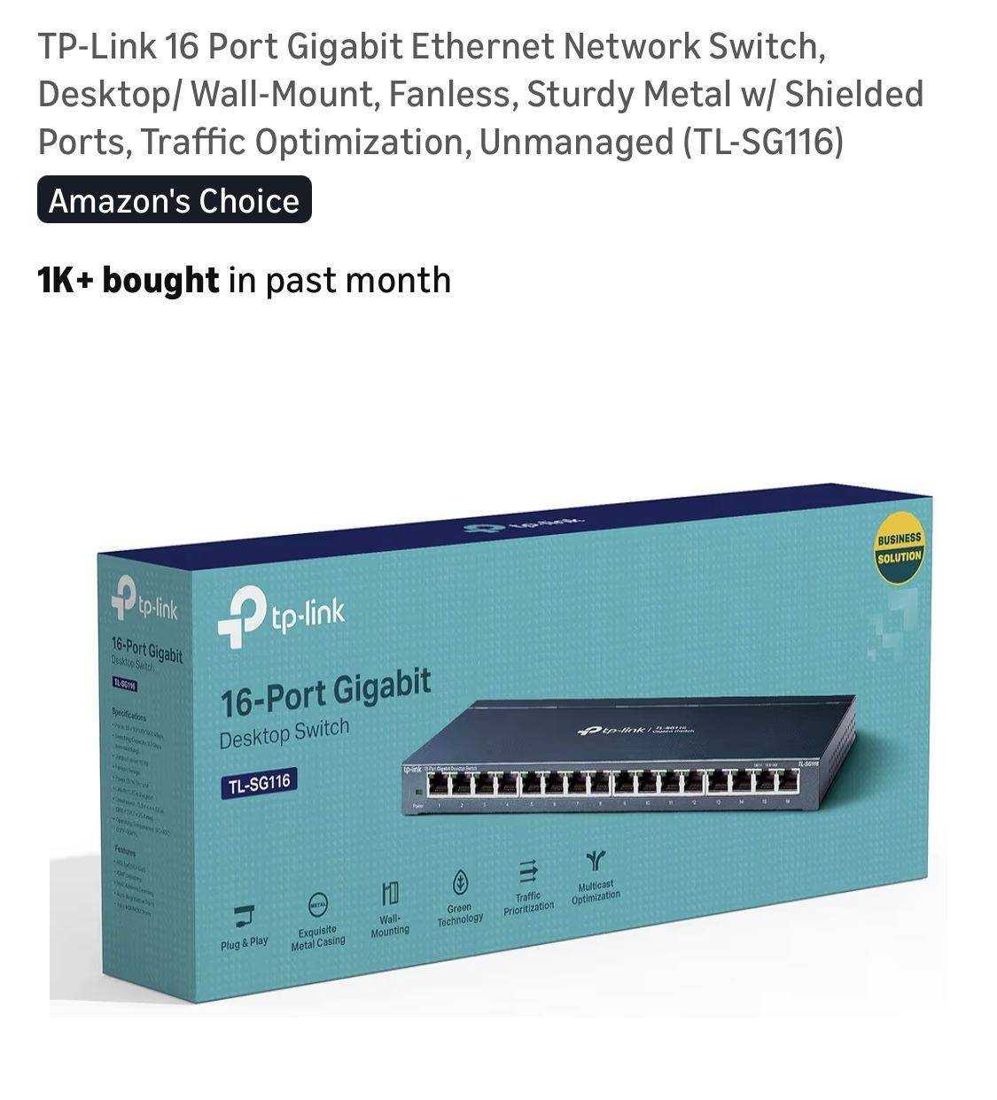 16 Port Gigabit Ethernet Switch