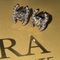 SALE!!  1CT Channel Luxury Designer Style VVS1 Moissanite Gemstone CC Earrings Letter C Bling HIP-HOP White Gold Over Solid 925 Sterling Silver ✨️ 