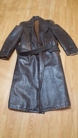 Vintage Germany Military Heavy Leather Coat