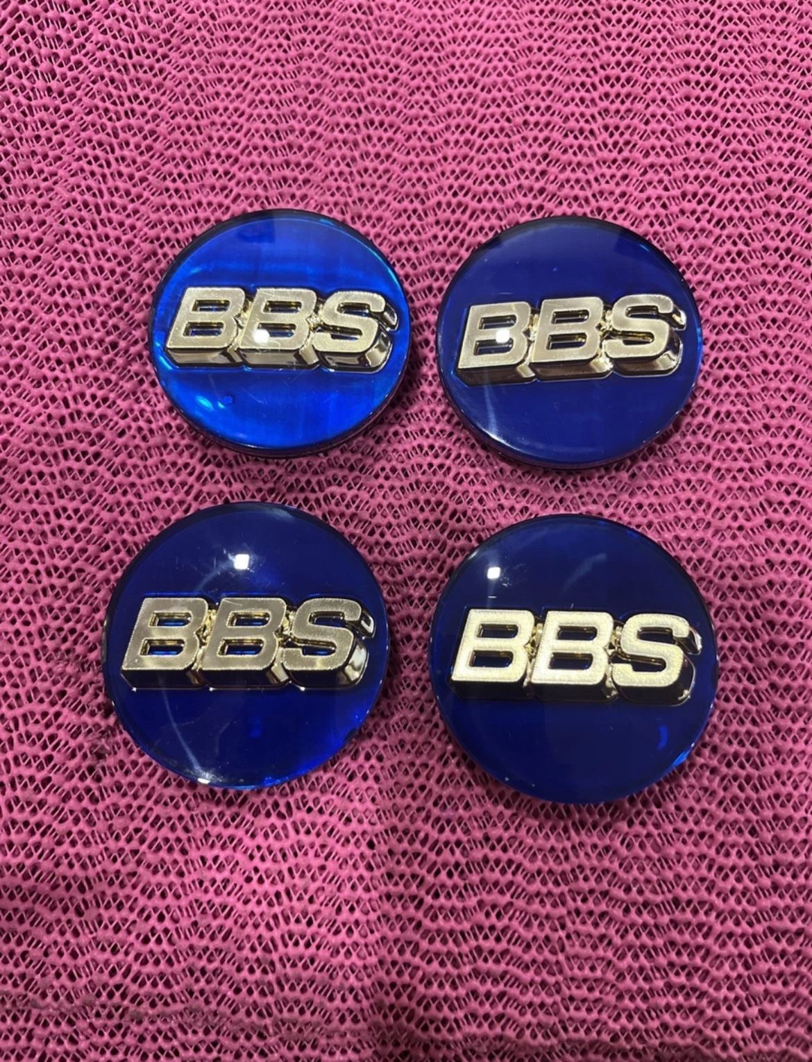 BBS Wheel Center Caps 56mm Emblem Blue Gold 3D Logo 56.24.2012 Set 4pcs Genuine