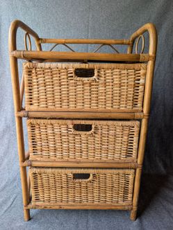 Mid - Century Bamboo Whicker 3 Drawer Dresser