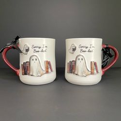 Set of 2 Viral Cobwebs & Cauldrons “Sorry, I’m Boo-ked” Halloween Mugs