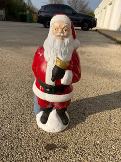 Heavy Concrete Santa Statue – 19" Hand-Painted, Classic Vintage Style