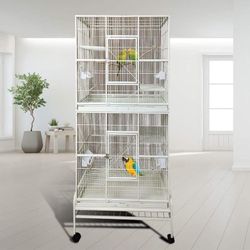 Large Double Stack Breeding Birds Flight Cages With Removable Rolling Stand 