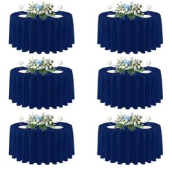 Tablecloths Round 120” Blue Polyester Tablecloths Weddings Banquets Parties New 6ct