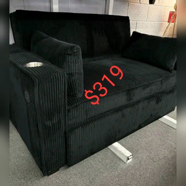 Black Corduroy Loveseat Pull Out Sofa Bed  // Limited Time Offer 