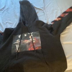 Black And Read Off White Hoodie Size M