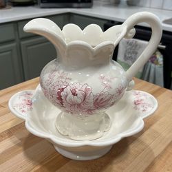 Ceramic pitcher and bowl set