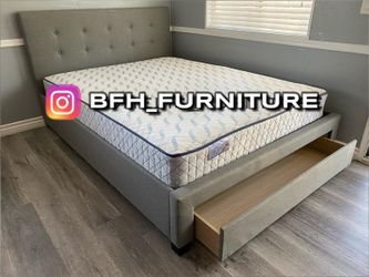 Full Grey Euro platform bed with Orthopedic Mattress Included