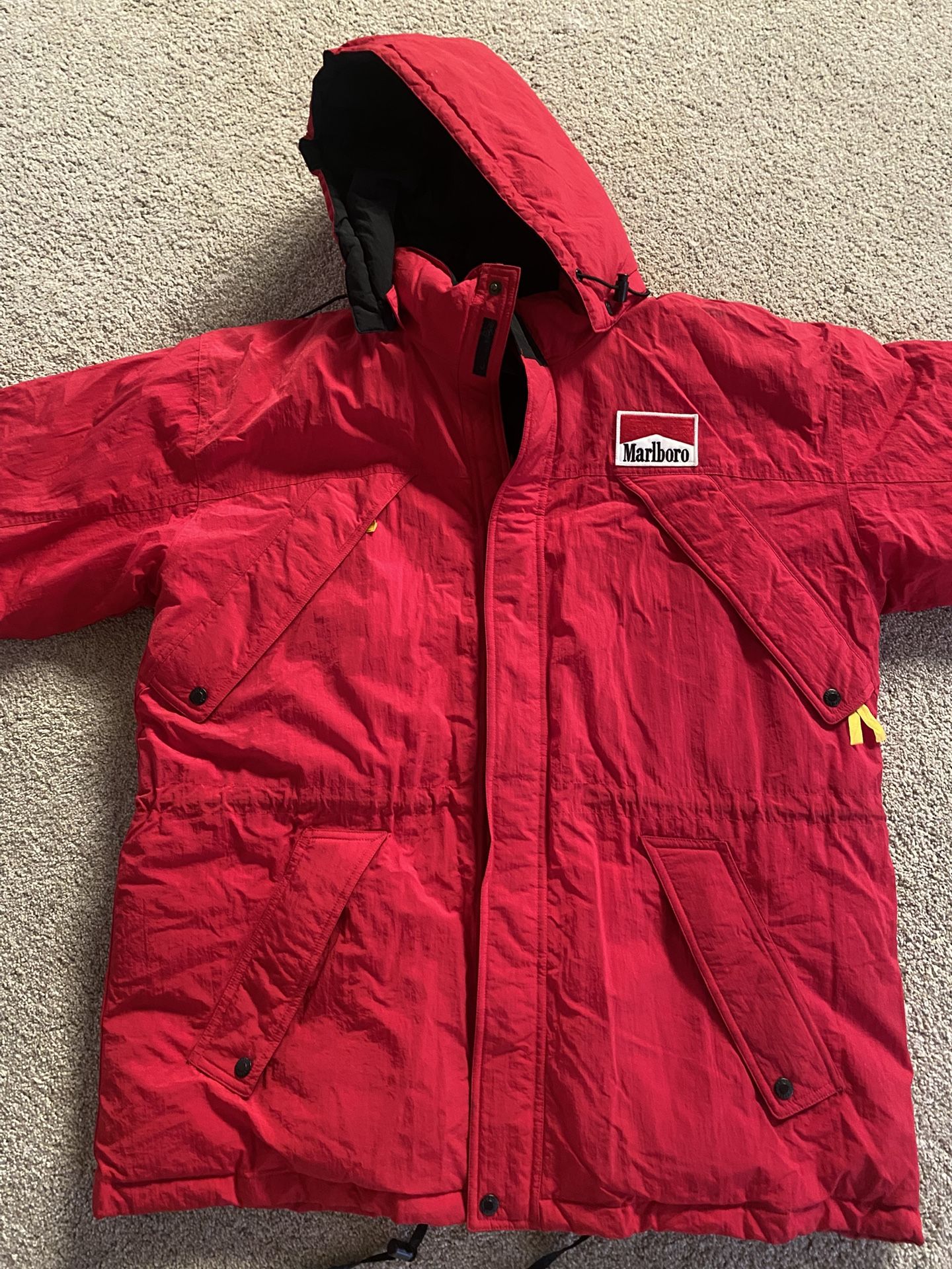 Vintage 90s Marlboro Country Store Red Parka Large