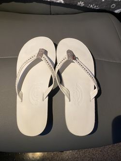 Rainbow Leather Flip Flops With REAL Swarovski Crystals