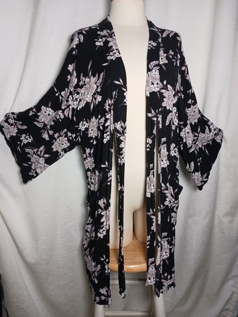 Spiritual Gangster Womens Kimono OS Multicolor Maya Floral Robe Festival Coverup