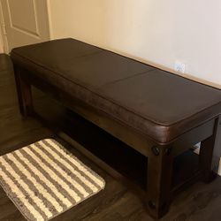 Dark Wood Bench With Storage. ( Flips Open )