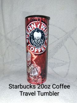 20oz Starbucks Pennywise Themed Insulated Stainless Steel Coffee Tumbler With No Spill Lid