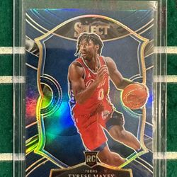 Philadelphia 76ers Tyrese Maxey Select Silver Blue Prizm Rookie Card!!!
