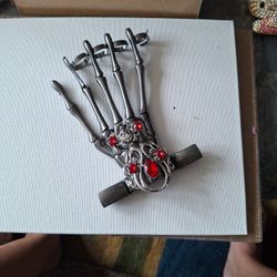 Skull Bracelet  With Red Ruby Accents