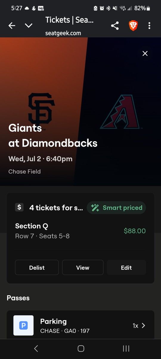 4 Amazing Tickets To DAIMONDBACKS 