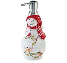 Lotion Pump/Soap Dispenser, Durable Hand-Painted Resin, Countertop Accessories, Christmas Home Decor (Holiday Cheer)