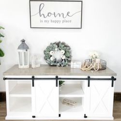 Custom TV Stand Cabinet Entertainment Center TV Lift Modern Rustic Farm House Barn Doors Console Handmade Restorations hardware Insp. Bookshelves 