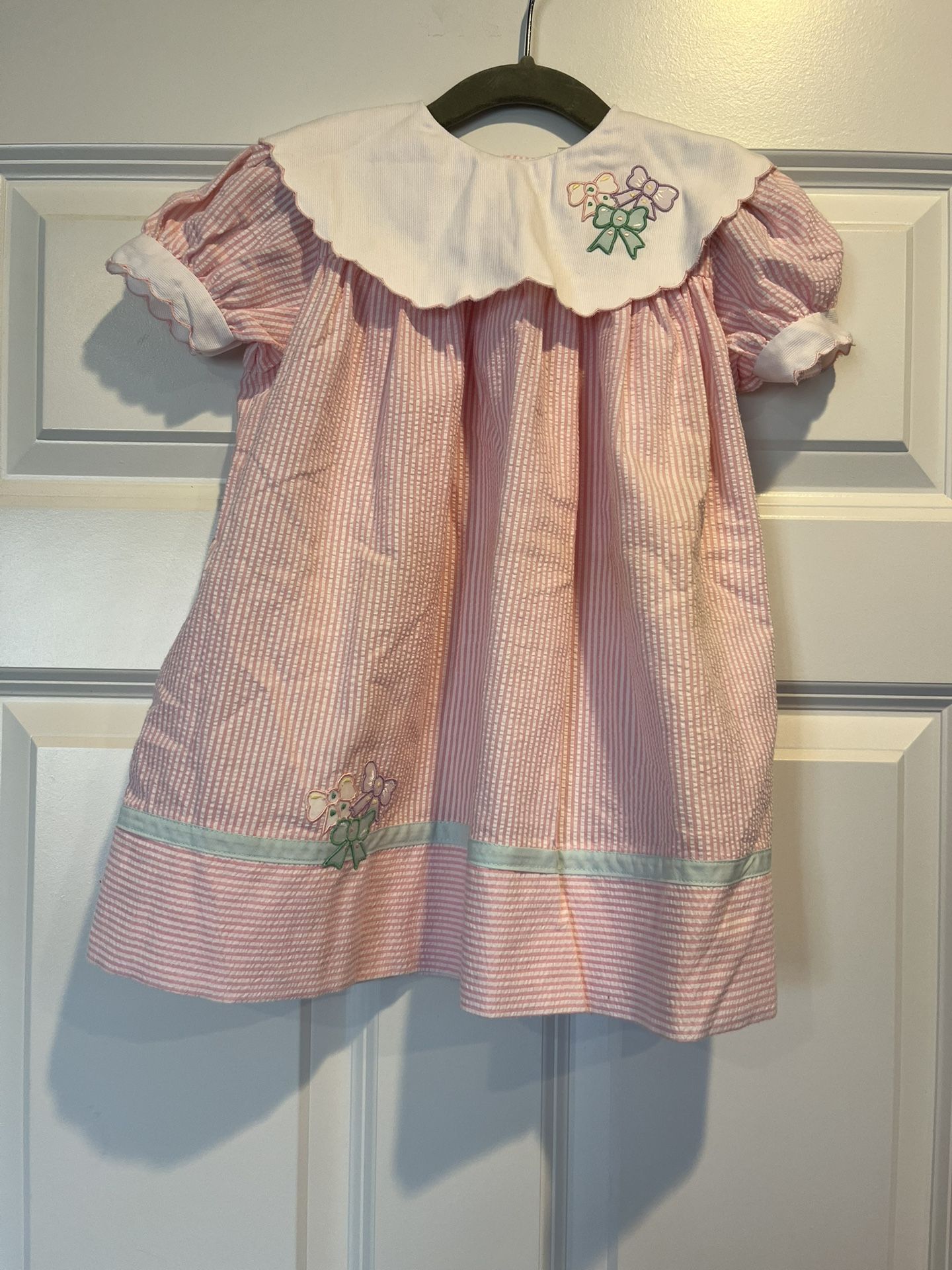 Vintage Lord and Taylor Young People's Shop Girl's Pink Seersucker Dress 3T