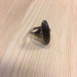 Sterling and Company silver ring with gold leaf inlay agate Cove