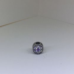 Purple And Clear Dimond Flower Pandora Charm  O.b.o