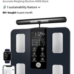GE Smart Scale for Body Weight: 8-Electrode Digital Bathroom Scale for Weight Fat BMI Muscle Mass Full Body Composition Analyzer 50 Measurements Bluet