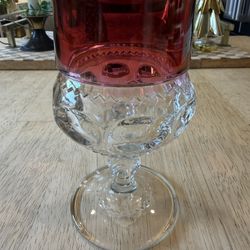 👑 Vintage Indiana/Tiffin King's Crown Ruby Red Flash Goblet 🍷whiskey Glass