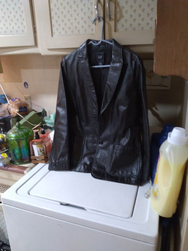 Mens Leather Coat Medium Worn Once
