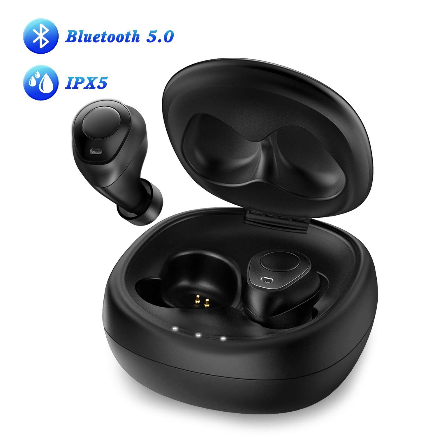 New Wireless Earbuds, Anbes D42 Bluetooth 5.0 Wireless Headphones IPX5 Waterproof 18H Playtime Noise Cancelling 3D Stereo Deep Bass in-Ear Headset wi