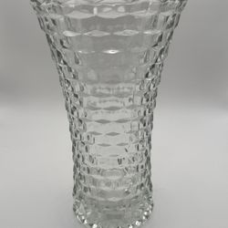 Vintage Fostoria American Cubist 10” Large Flared Clear Glass Vase EUC