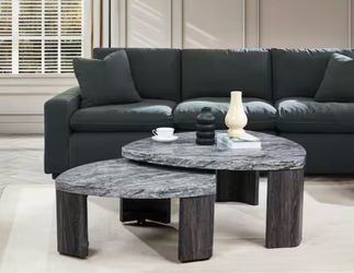 2PCS COFFEE TABLE SET GRANITE GRAY WITH GRAY BASE (BM) $279 DELIVER AVAILABLE