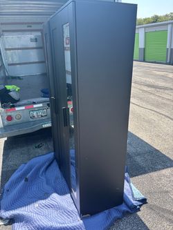 Tall Black Storage Cabinet with Door
