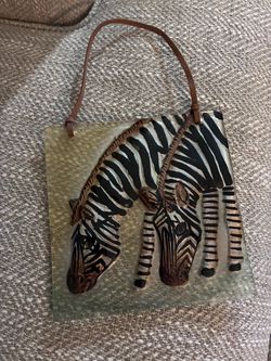 6x6 Glass Zebra Wall Window Door Hanging Art