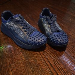 Blue Rhinestone Spike Sneakers