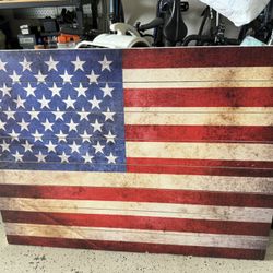 Wood wall art painted American Flag