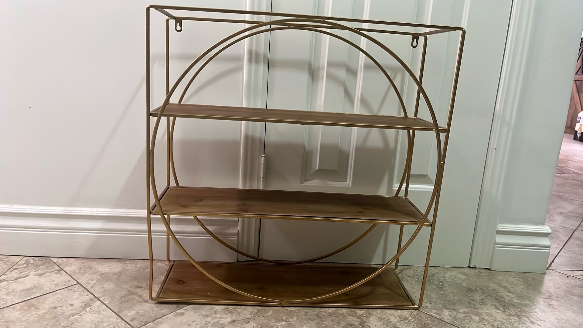 Gold/Wood Mounted Wall Shelve