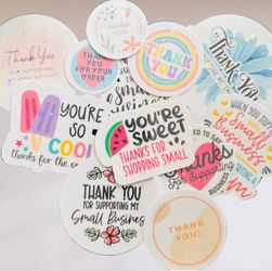 12 Die Cut Custom Thank You Stickers - Holographic & Waterproof - Save 37.5%