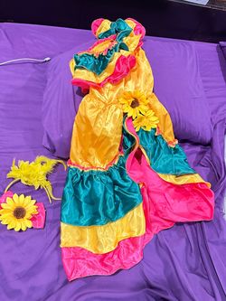 Colorful Satin Costume Dress with Accessories