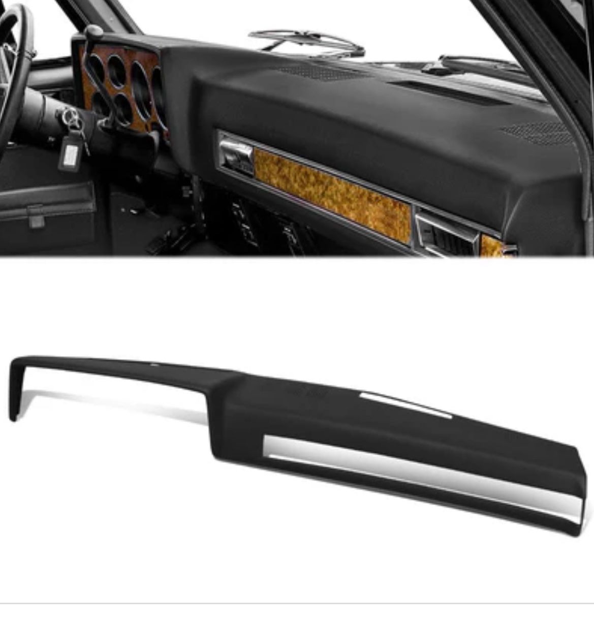 81-91 Chevy GMC C/K/R/V Pickup Suburban Molded Dash Cap Cover Bezel Overlay - Black 