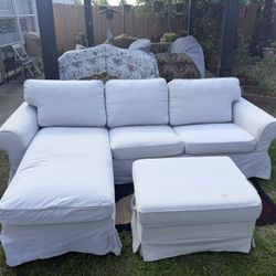 Couch With Chaise Plus Ottoman 