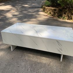 NEW: Marble White Cool Coffee Table, Rectangular