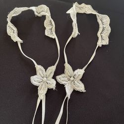 Gorgeous Lace & Pearl Starfish Barefoot Sandals